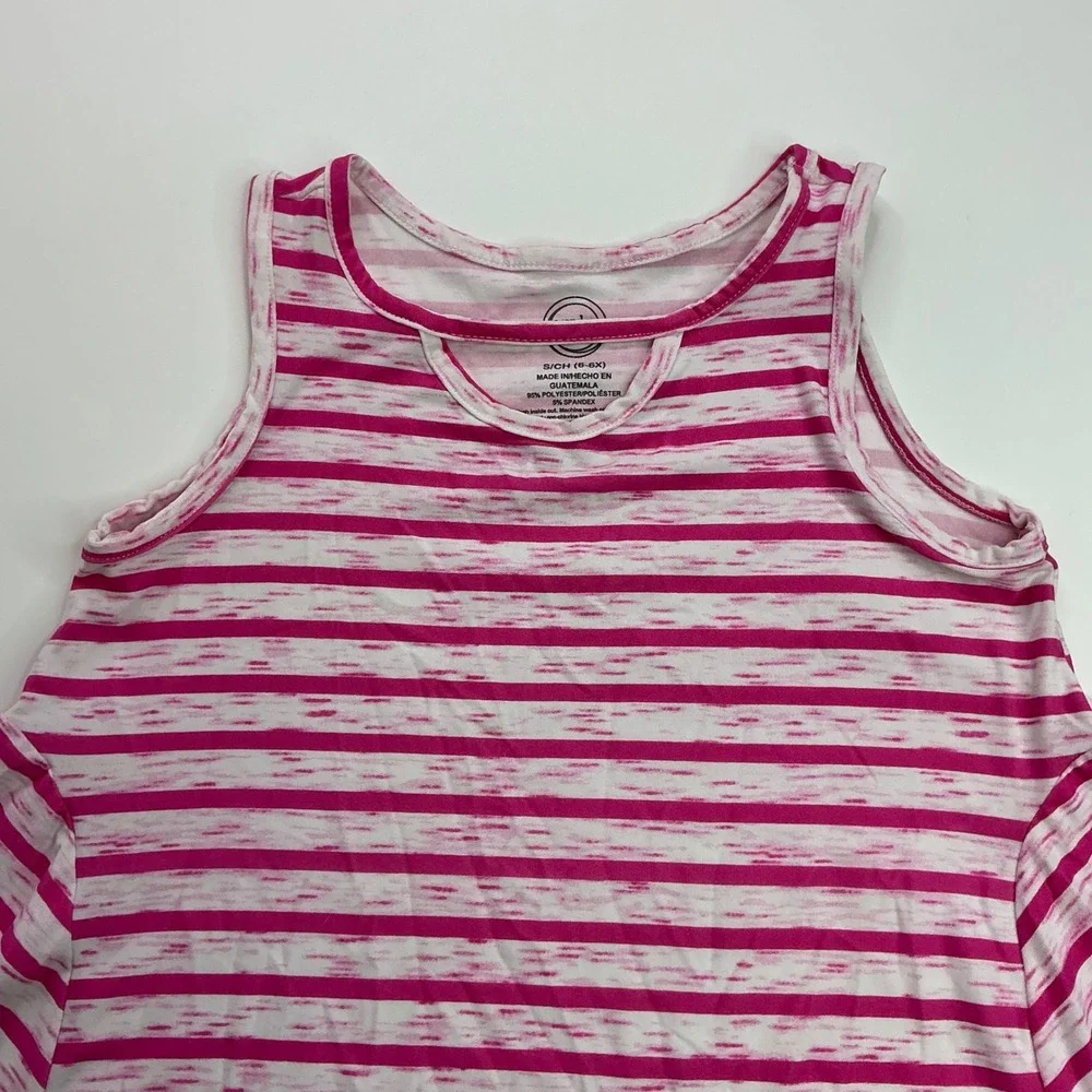 Wonder Nation Pink Striped Swing Tank Top Kids Size 6-6X Cutout Neckline